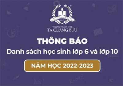 Thông báo danh sách học sinh lớp 6 và lớp 10 năm học 2022-2023