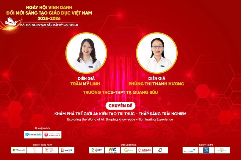 Cô Trần Mỹ Linh và Cô Phùng Thị Thanh Hương – hai gương mặt đại diện cho Tạ Quang Bửu lan tỏa tinh thần đổi mới sáng tạo giáo dục Việt Nam.